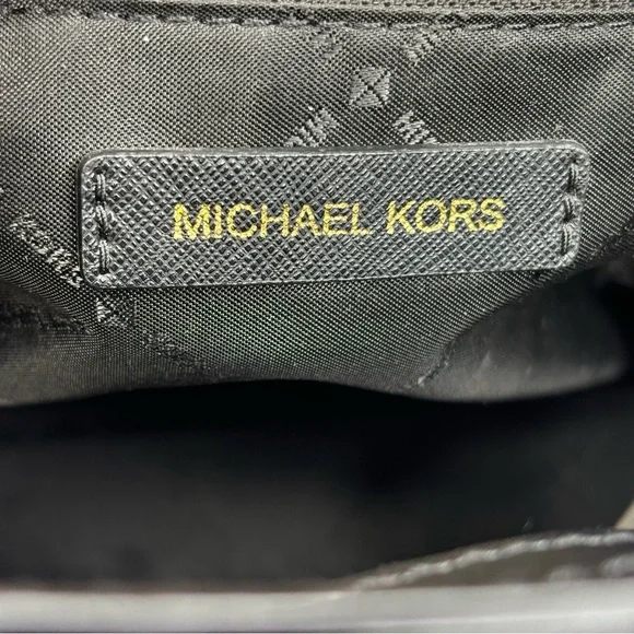 New Michael Kors Black Saffiano Leather Ayden Tote Handbag Top Zip Gold Hardware